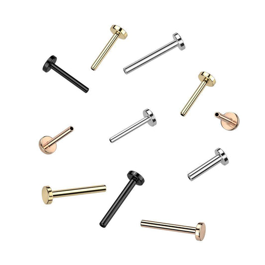 Threadless Flat Back - 2mm Base - 20g, 18g - 6mm, 8mm