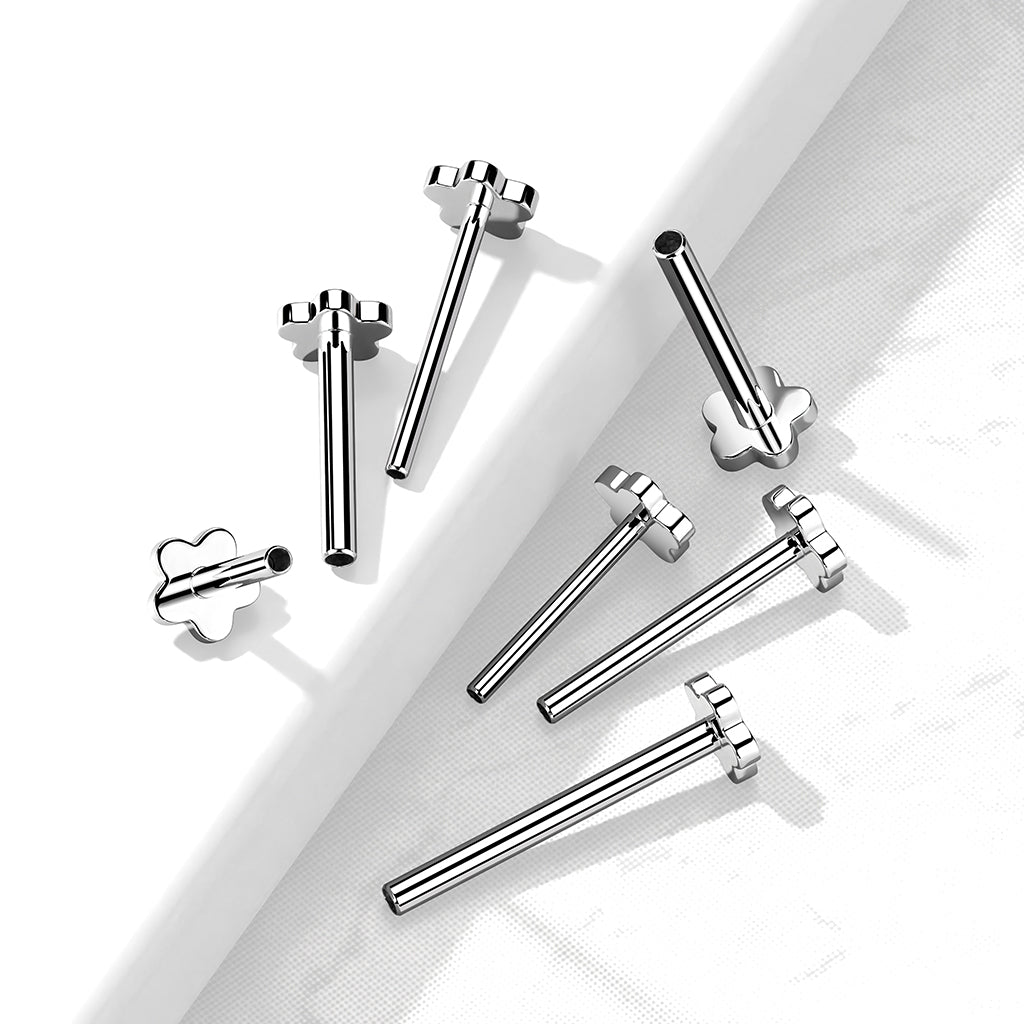 Premium G23 Titanium Threadless Flower Flat Back Base