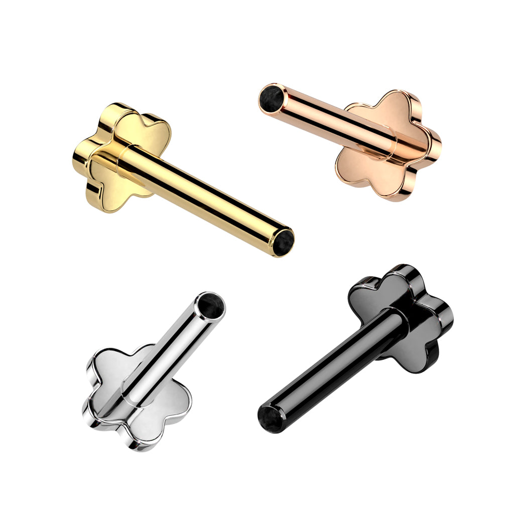Premium G23 Titanium Threadless Flower Flat Back Base