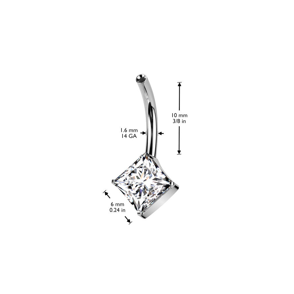 Premium G23 Titanium Threadless Square Claw Set Crystal Floating Navel Barbell