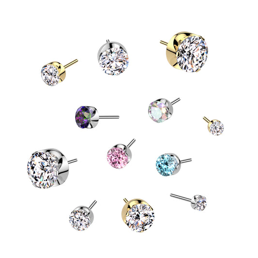 Premium G23 Titanium Rounded Bezel-Cut Crystal Luxe Threadless Top