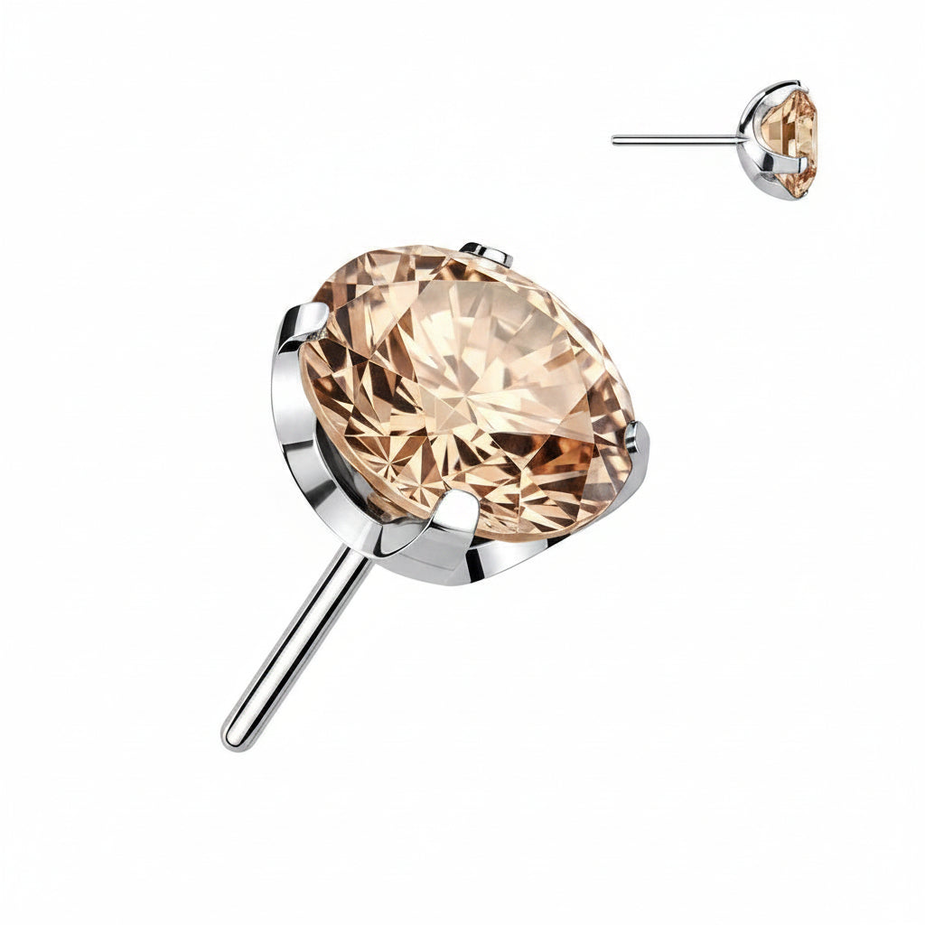 Premium G23 Titanium Round Base Claw-set Luxe Threadless Top