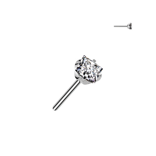 PREMIUM Titanium Square Claw-Set Crystal  Threadless Top