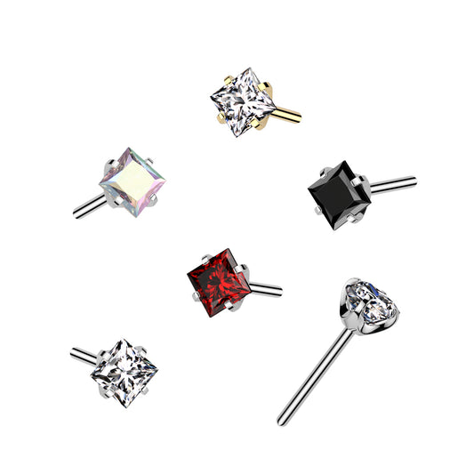 Premium G23 Titanium Square Claw-Set Crystal Threadless Top