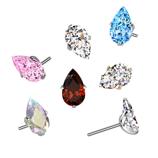 Premium G23 Titanium Claw-Set Tear Drop Luxe Threadless Top