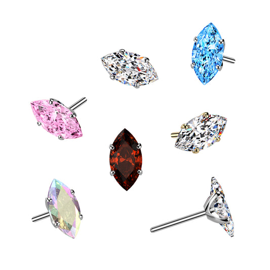 Premium G23 Titanium Claw-Set Marquise Luxe Threadless Top