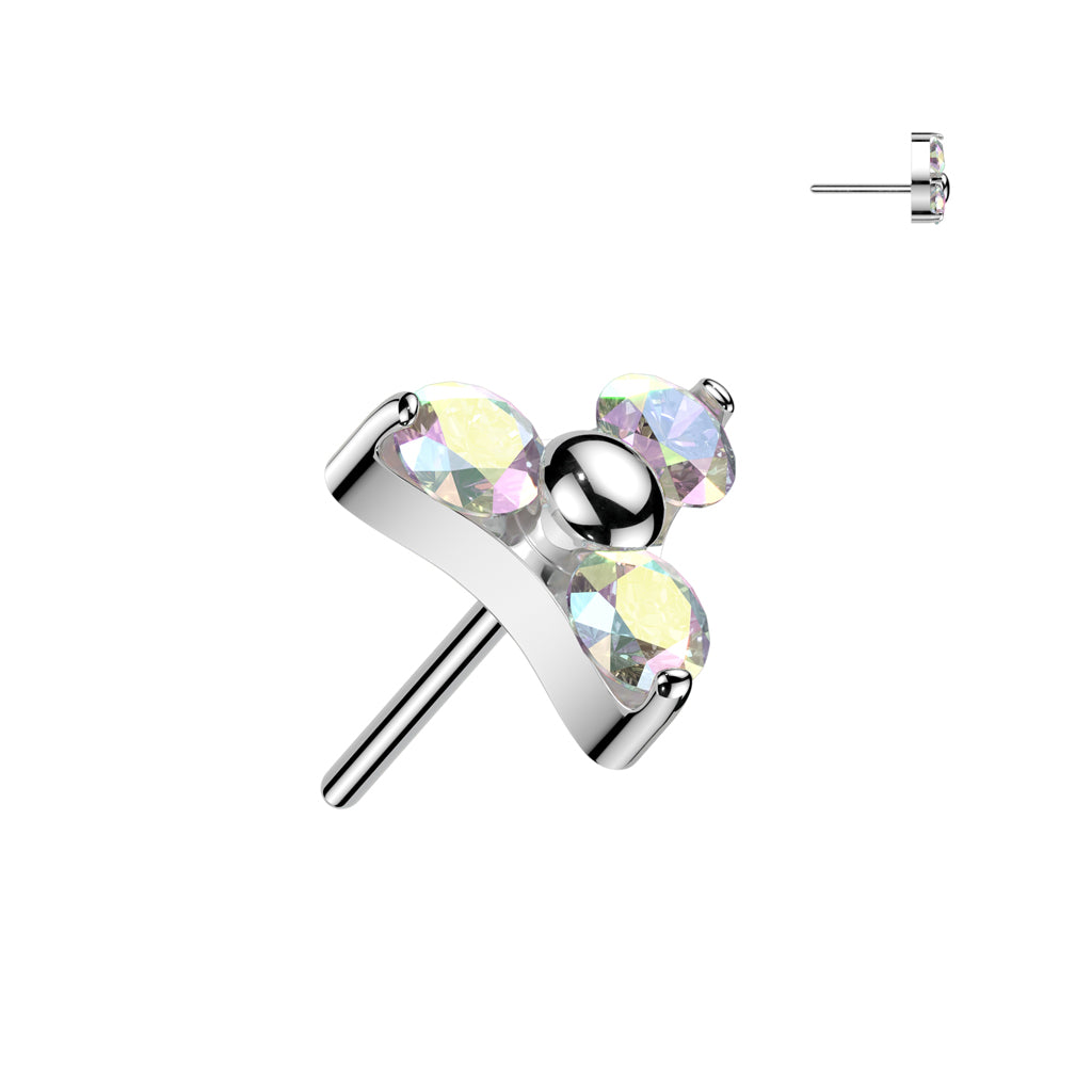 Premium 23 Titanium Triple Claw-Set Crystal Threadless Top