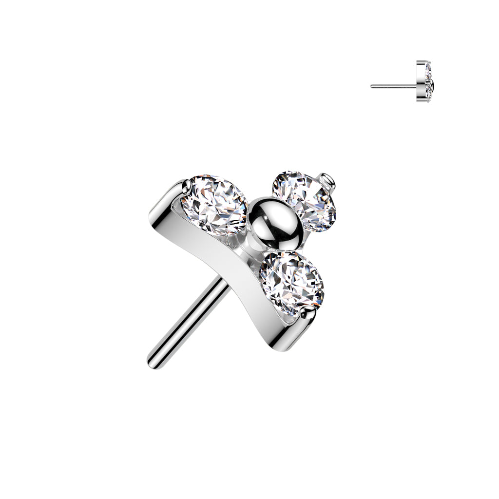 Premium 23 Titanium Triple Claw-Set Crystal Threadless Top