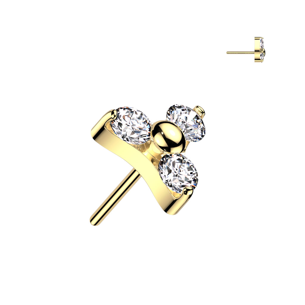 Premium 23 Titanium Triple Claw-Set Crystal Threadless Top