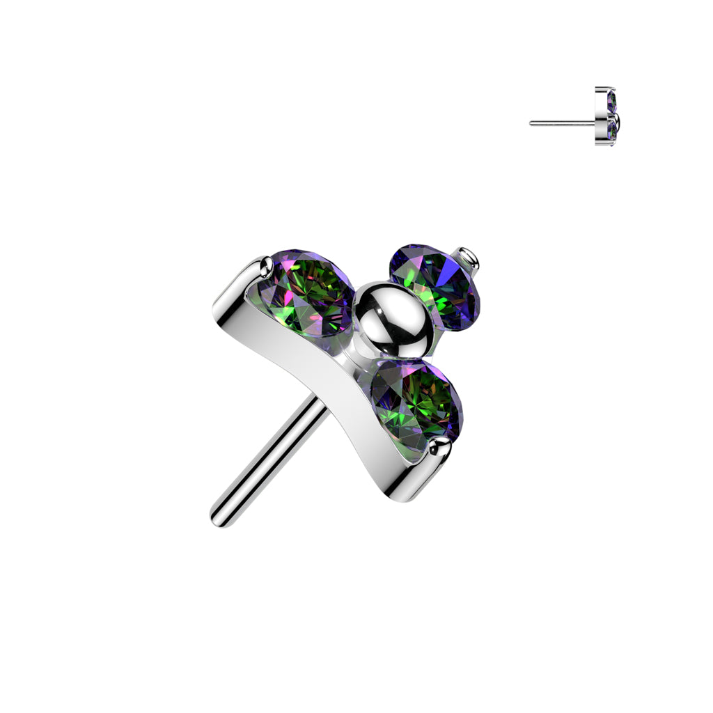 Premium 23 Titanium Triple Claw-Set Crystal Threadless Top