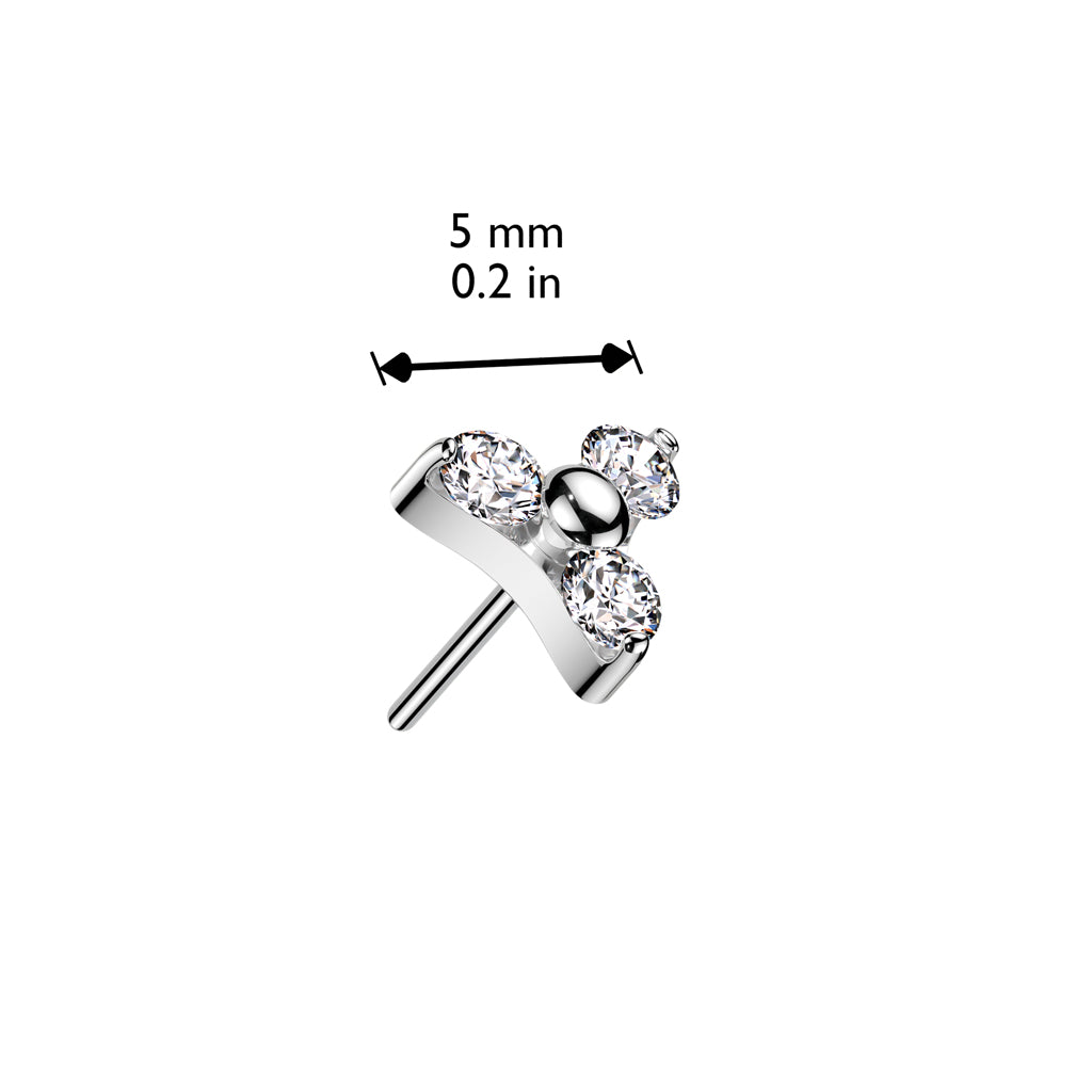 Premium 23 Titanium Triple Claw-Set Crystal Threadless Top