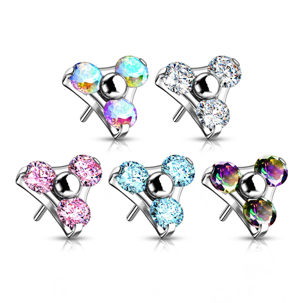 Premium 23 Titanium Triple Claw-Set Crystal Threadless Top
