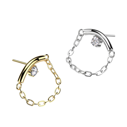 Premium G23 Titanium Crystal Chain Luxe Threadless Top