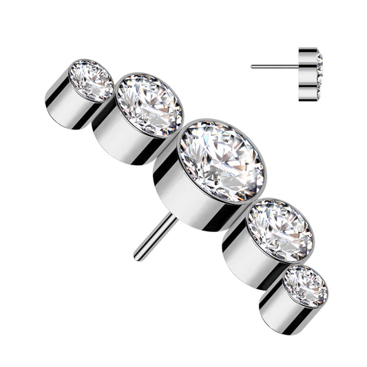 PREMIUM Titanium Crystal Stud Cluster Luxe Threadless Top
