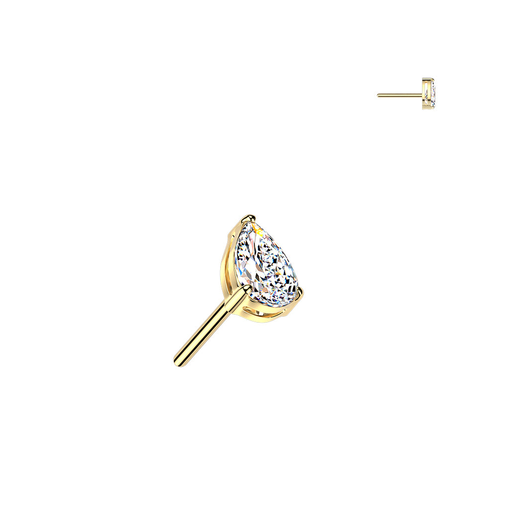 Premium G23 Titanium Crystal Teardrop Claw-Set Threadless Top