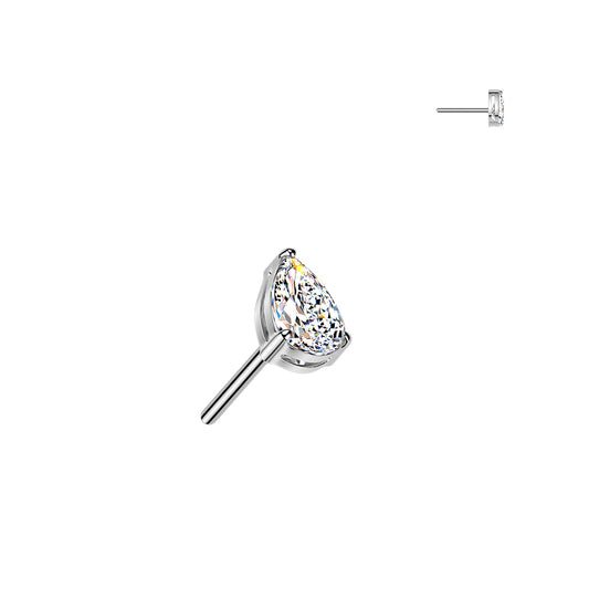 Premium G23 Titanium Crystal Teardrop Claw-Set Threadless Top