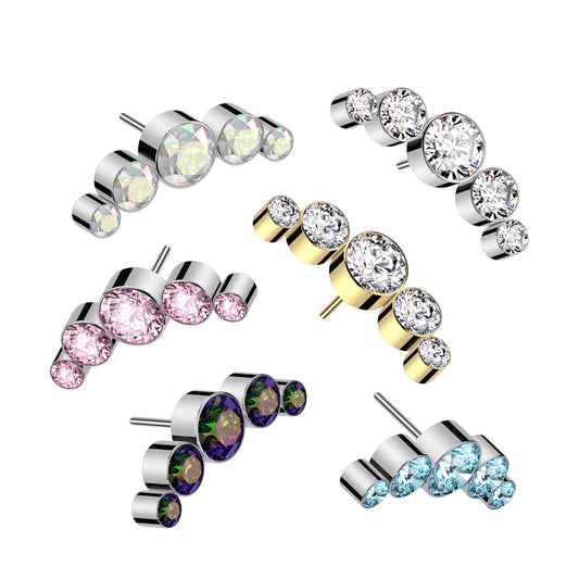 Premium G23 Titanium  Crystal Stud Cluster Luxe Threadless Top