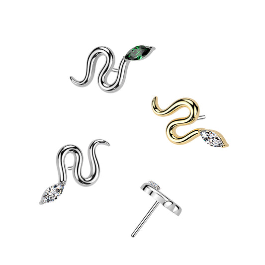 Premium G23 Titanium Serpent Crystal Threadless Top