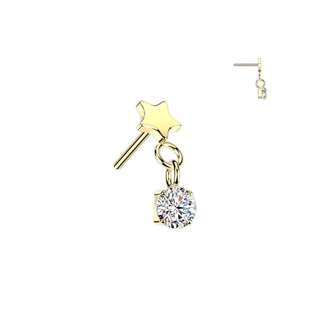Premium G23 Titanium Star + Claw-Set Round Dangle Threadless Top