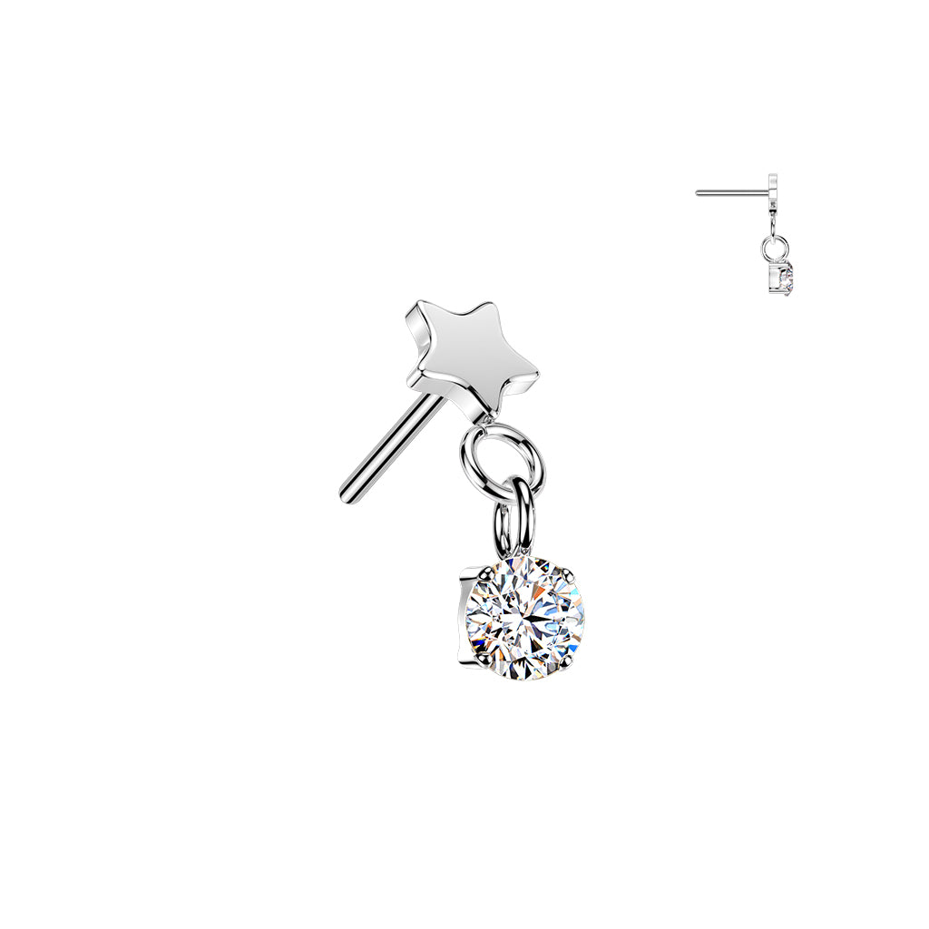 Premium G23 Titanium Star + Claw-Set Round Dangle Threadless Top