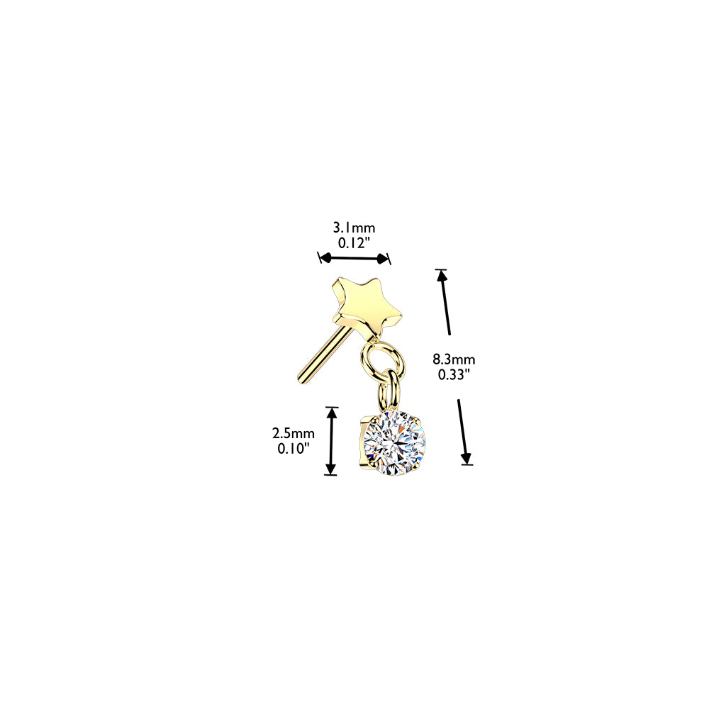 Premium G23 Titanium Star + Claw-Set Round Dangle Threadless Top