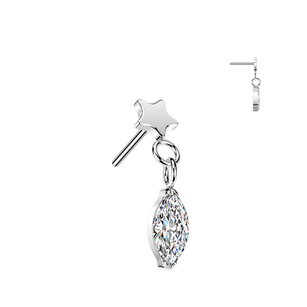 Premium G23 Titanium Star + Marquise Dangle Threadless Top