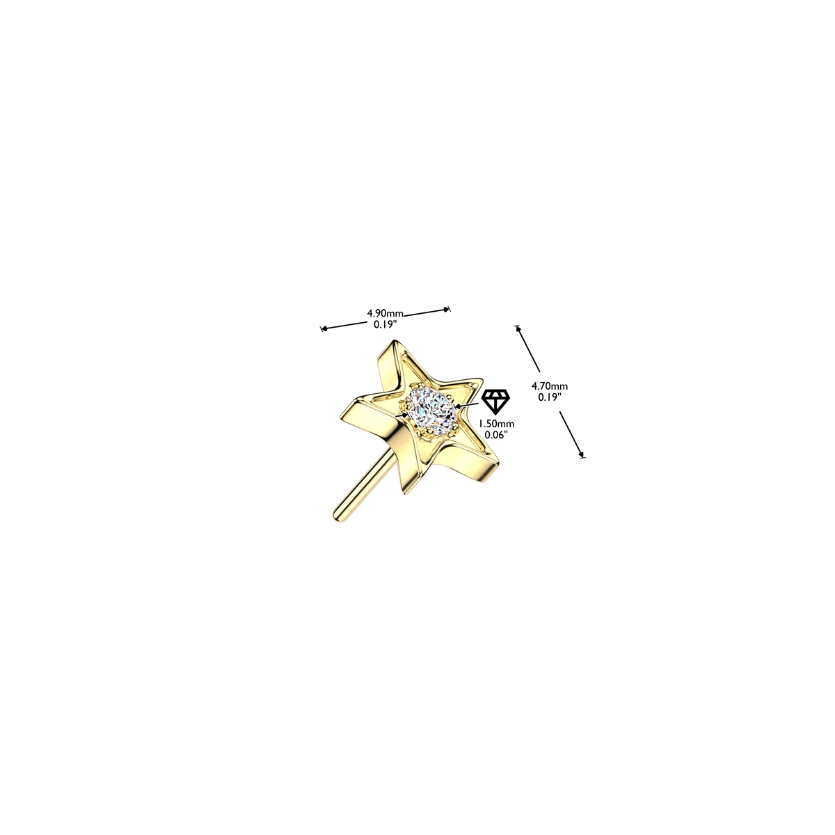 Premium G23 Titanium Luxe Star Claw-Set Threadless Top