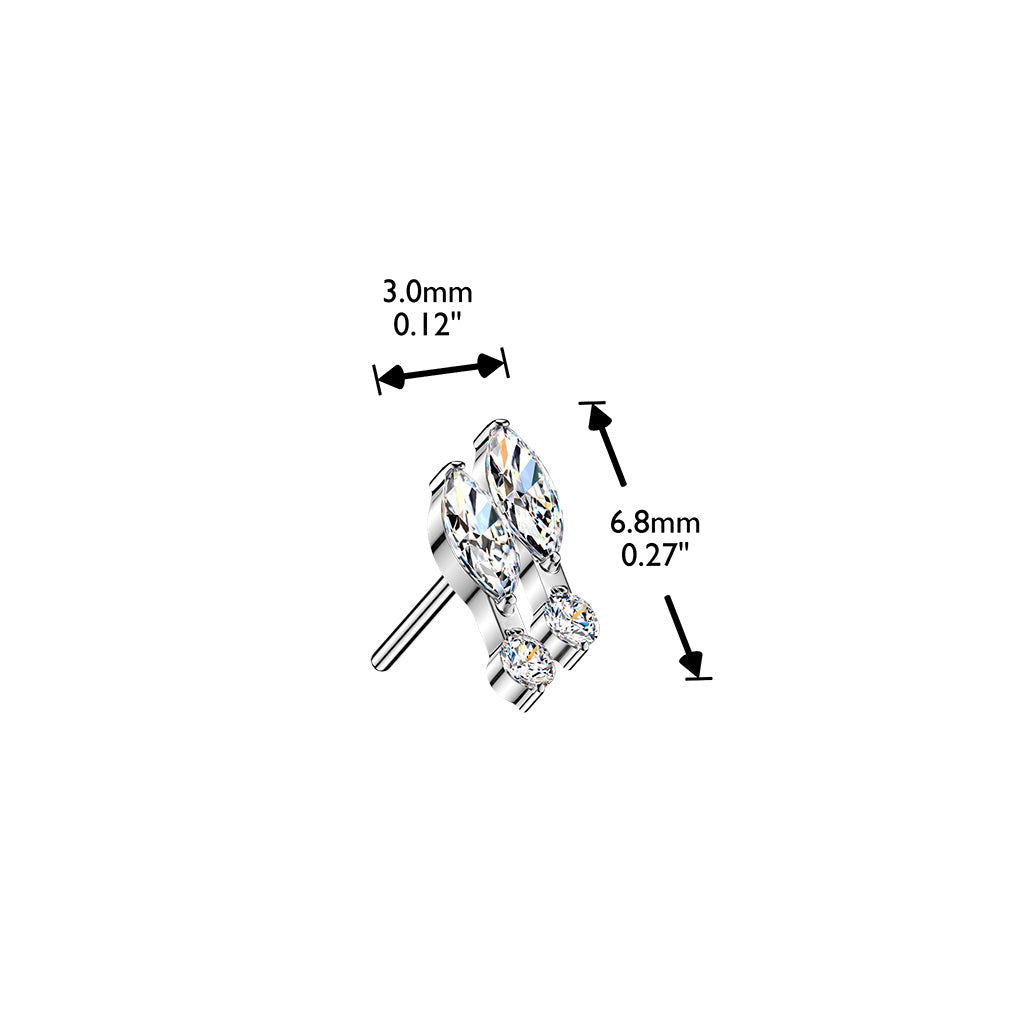 Premium G23 Titanium Marquise Mark Threadless Top