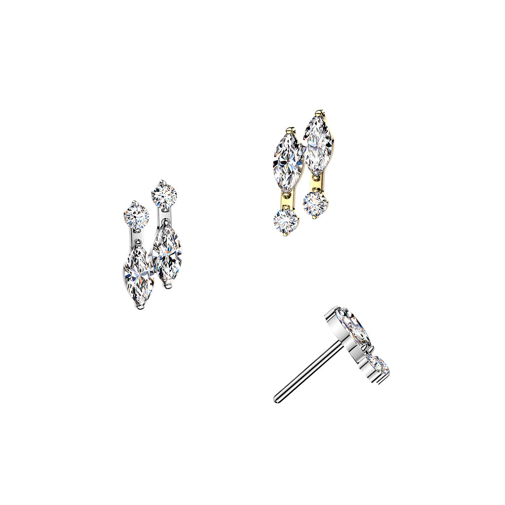 Premium G23 Titanium Marquise Mark Threadless Top