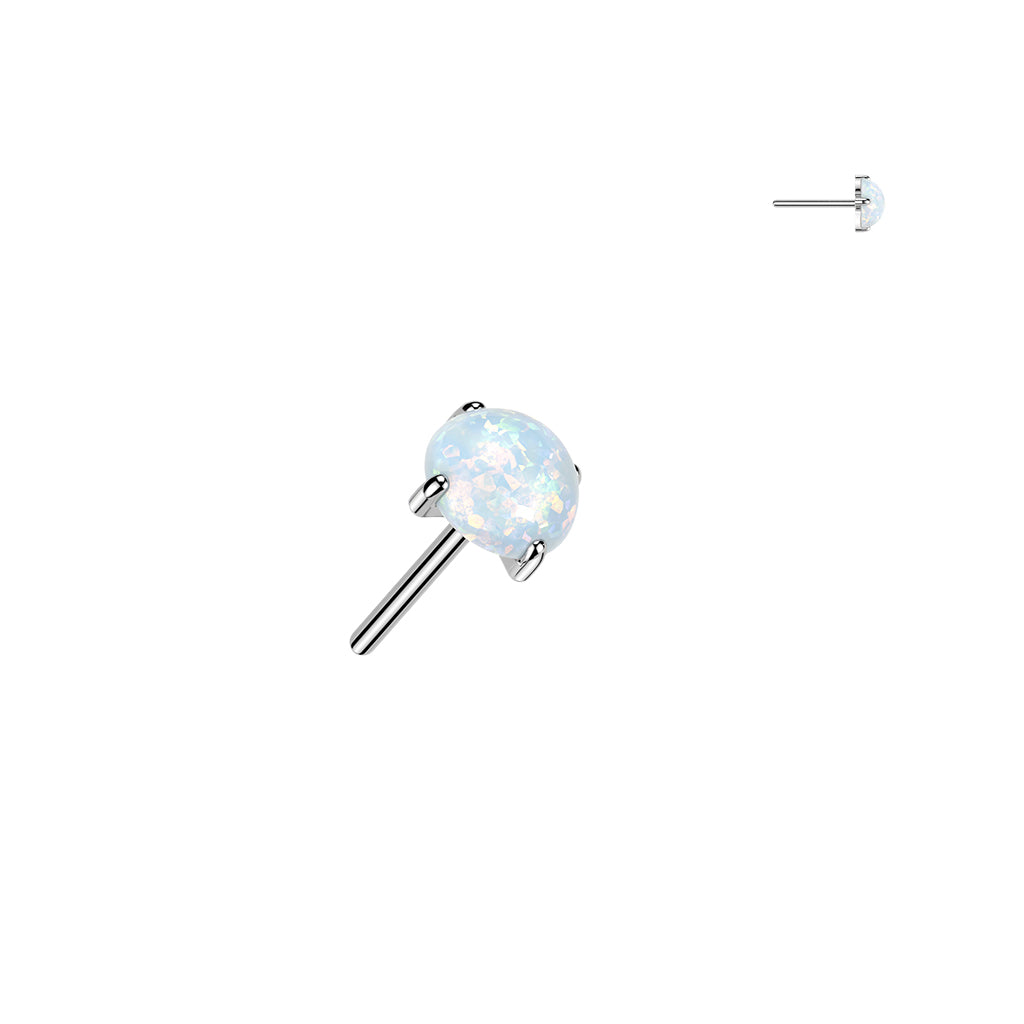 Premium G23 Titanium Flat Claw-set Opal Threadless Top