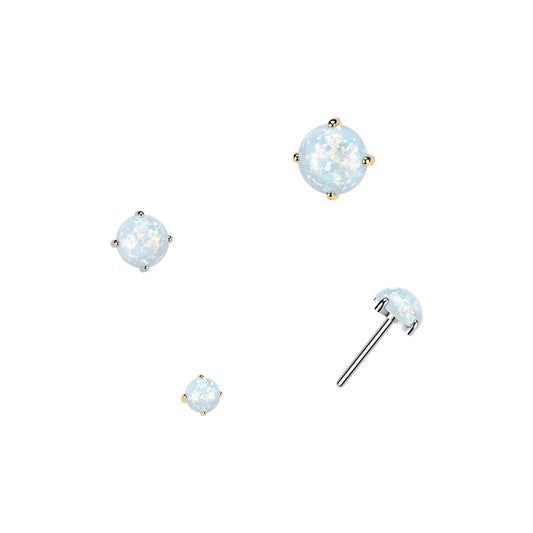 Premium G23 Titanium Flat Claw-set Opal Threadless Top