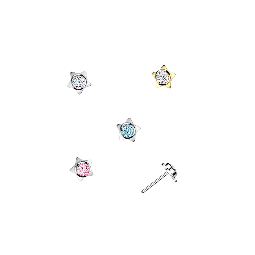 Premium G23 Titanium Luxe Star Crystal Threadless Top