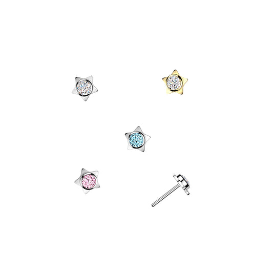 Premium G23 Titanium Luxe Star Crystal Threadless Top