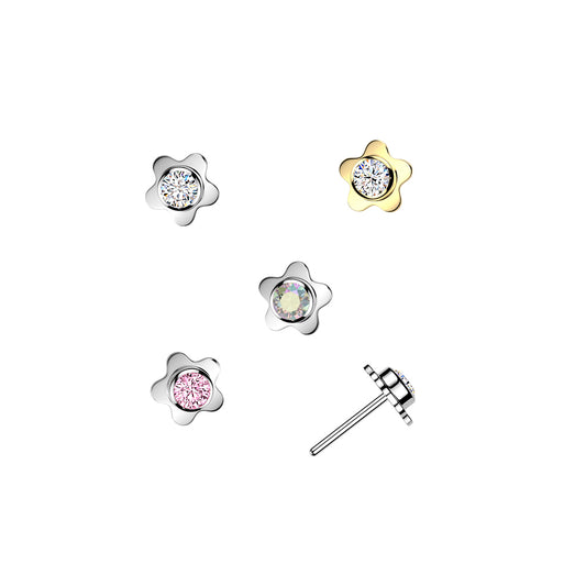 Premium G23 Titanium Luxe Rounded Star Crystal Threadless Top