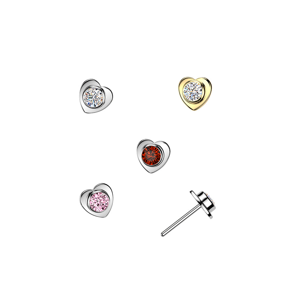 Premium G23 Titanium Luxe Heart Crystal Threadless Top