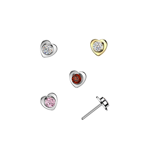 Premium G23 Titanium Luxe Heart Crystal Threadless Top