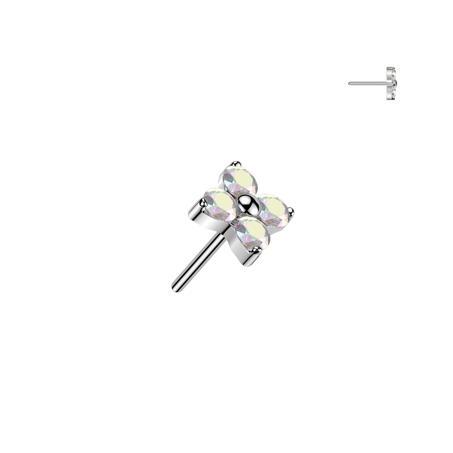 Premium G23 Titanium Claw-Set 4-Petal Crystal Flower Luxe Threadless Top