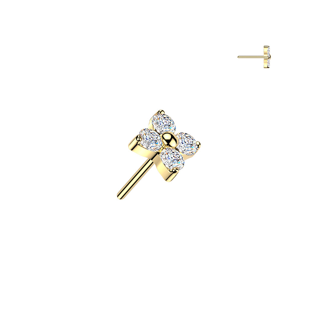 Premium G23 Titanium Luxe 4-Petal Flower Threadless Top