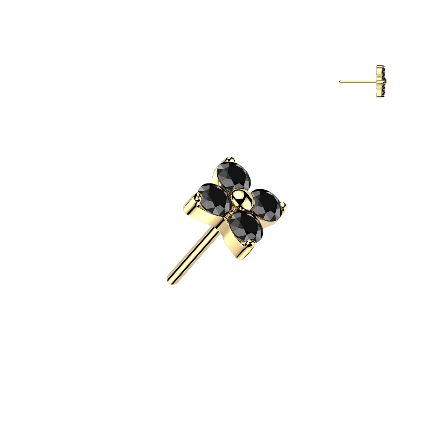 Premium G23 Titanium Claw-Set 4-Petal Crystal Flower Luxe Threadless Top