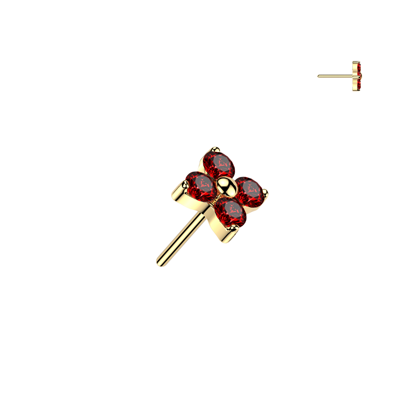 Premium G23 Titanium Claw-Set 4-Petal Crystal Flower Luxe Threadless Top