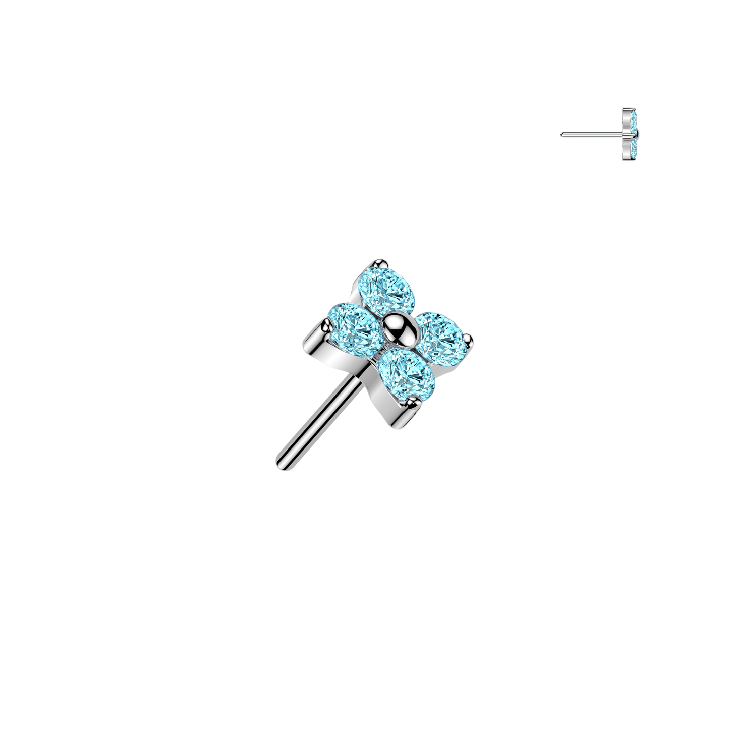 Premium G23 Titanium Claw-Set 4-Petal Crystal Flower Luxe Threadless Top