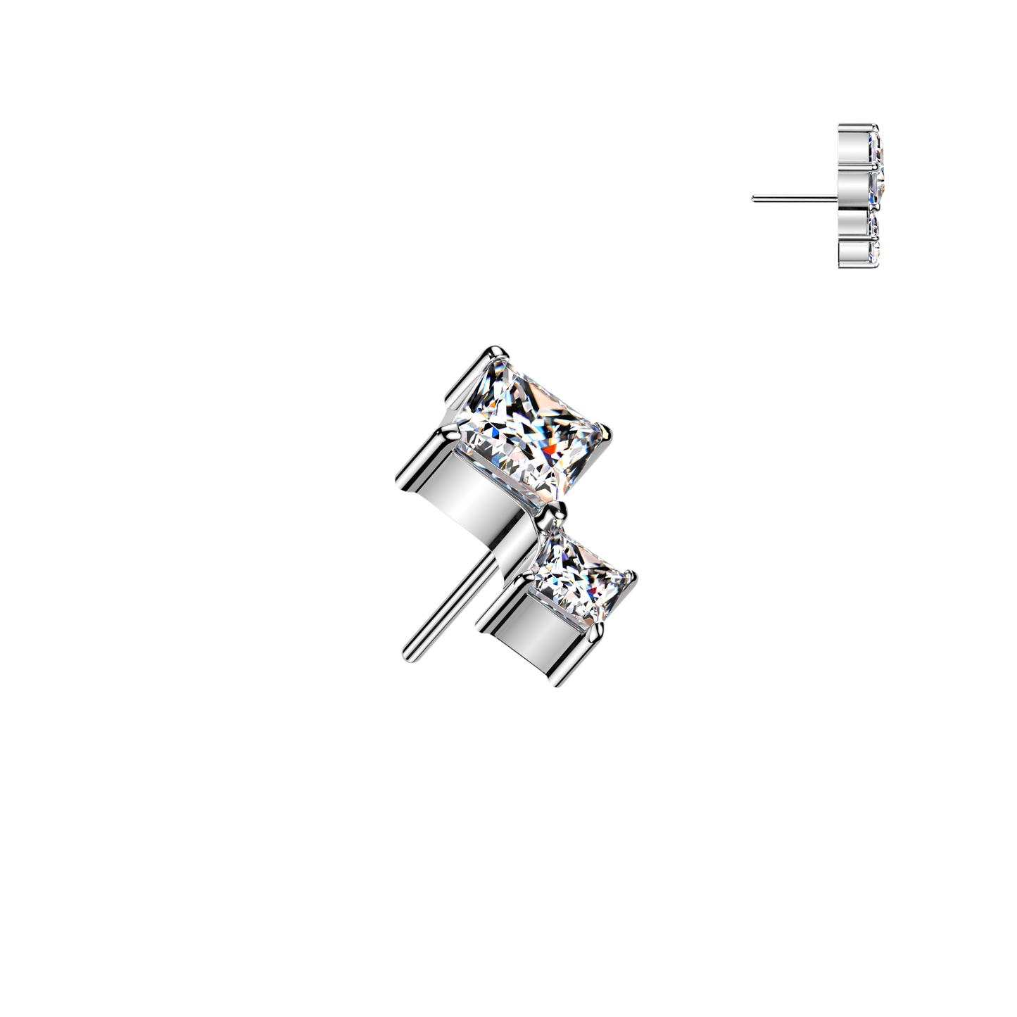 Premium G23 Titanium Luxe Double Square Crystal Threadless Top