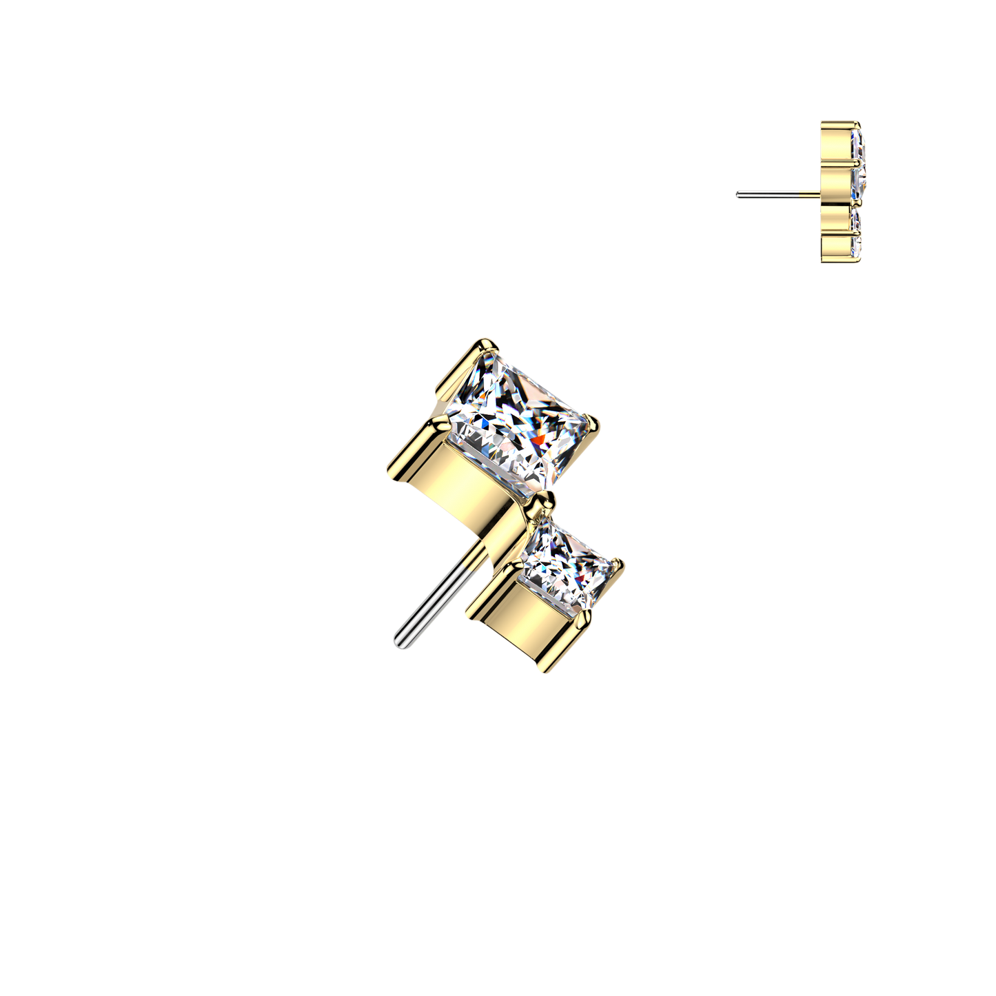 Premium G23 Titanium Luxe Double Square Crystal Threadless Top