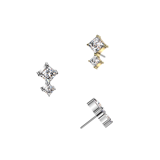 Premium G23 Titanium Luxe Double Square Crystal Threadless Top