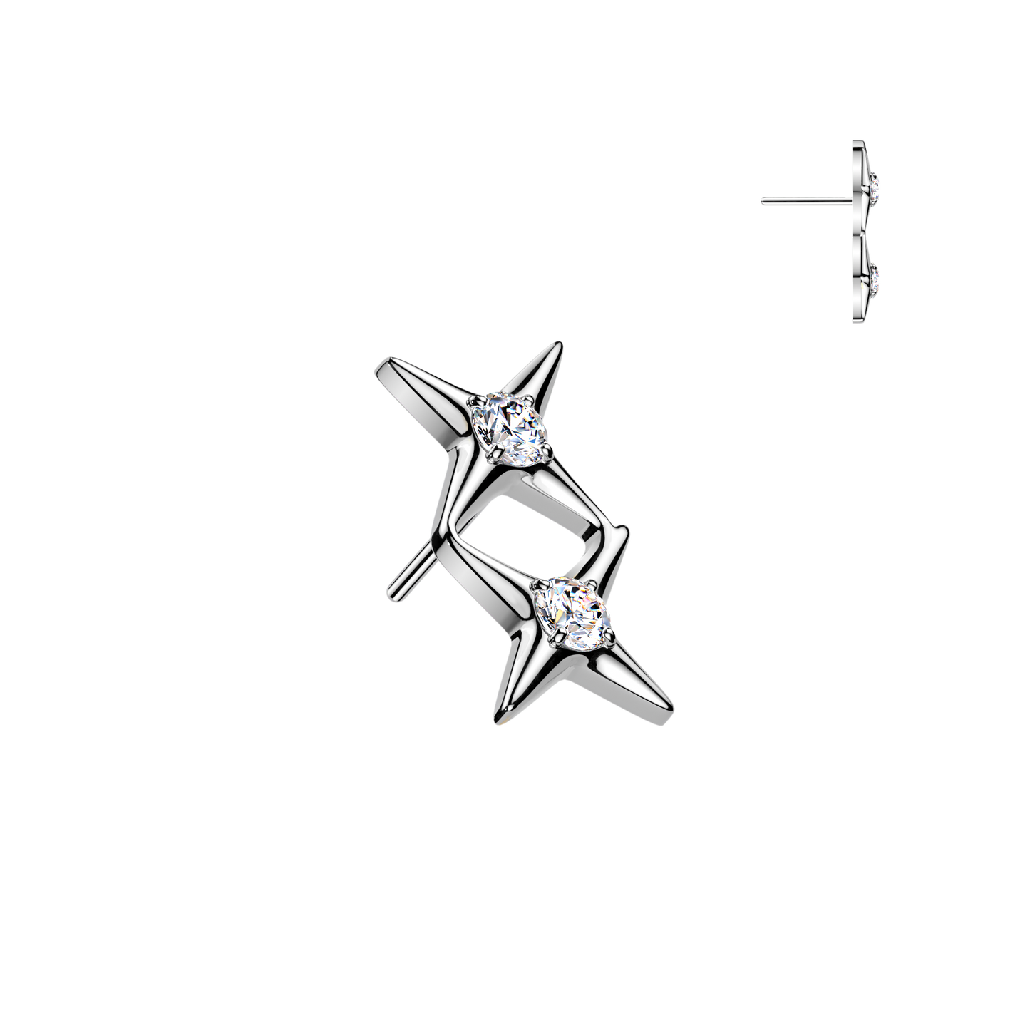 Premium G23 Titanium Luxe Double Star Crystal Threadless Top
