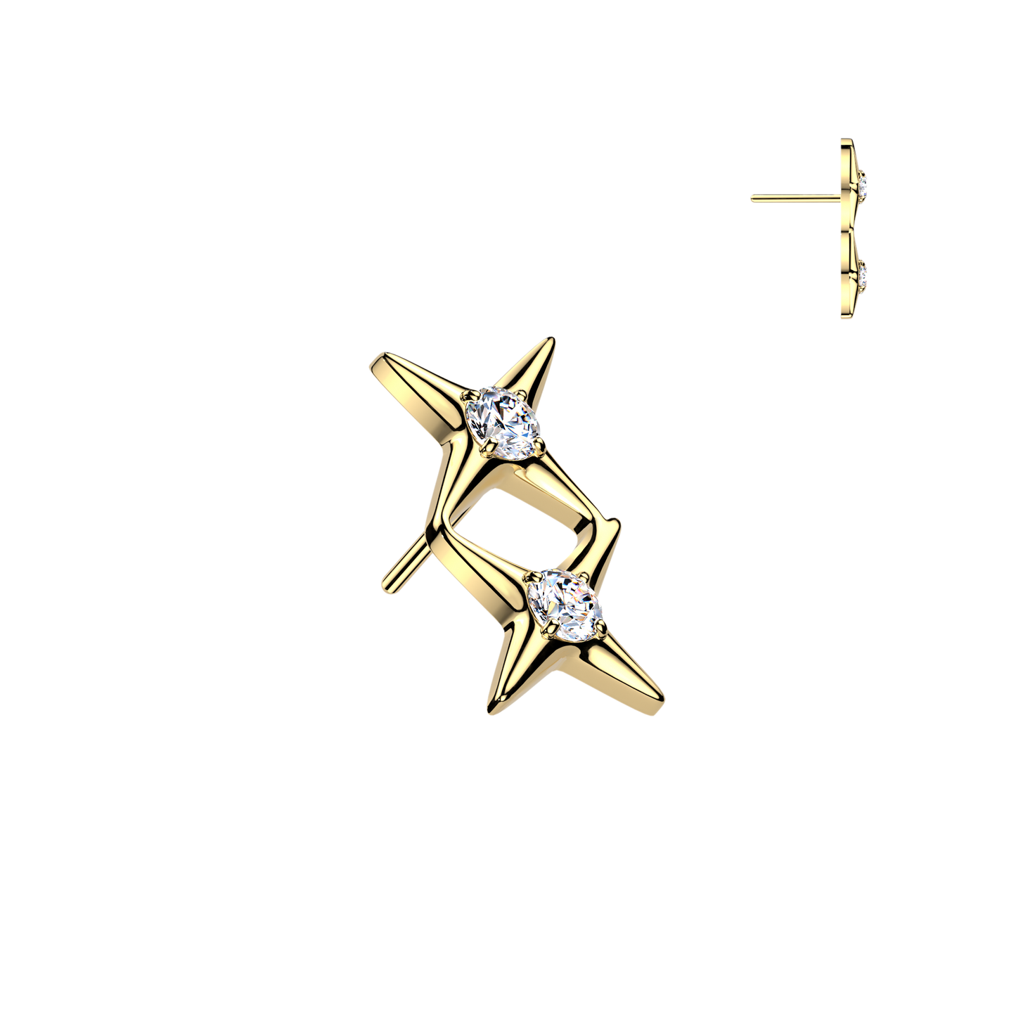 Premium G23 Titanium Luxe Double Star Crystal Threadless Top