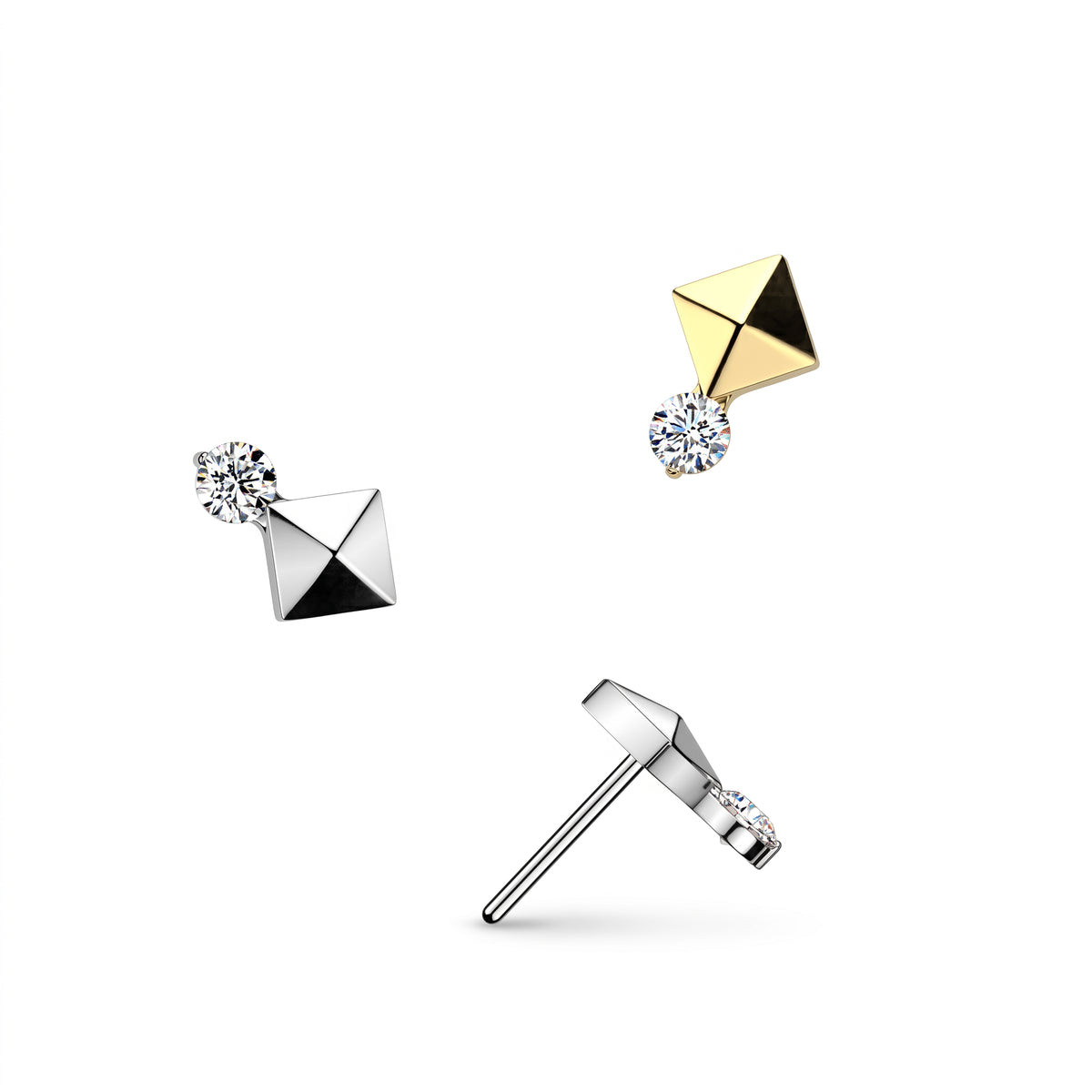 Premium G23 Titanium Pyramid + Claw-Set Crystal Luxe Threadless Top