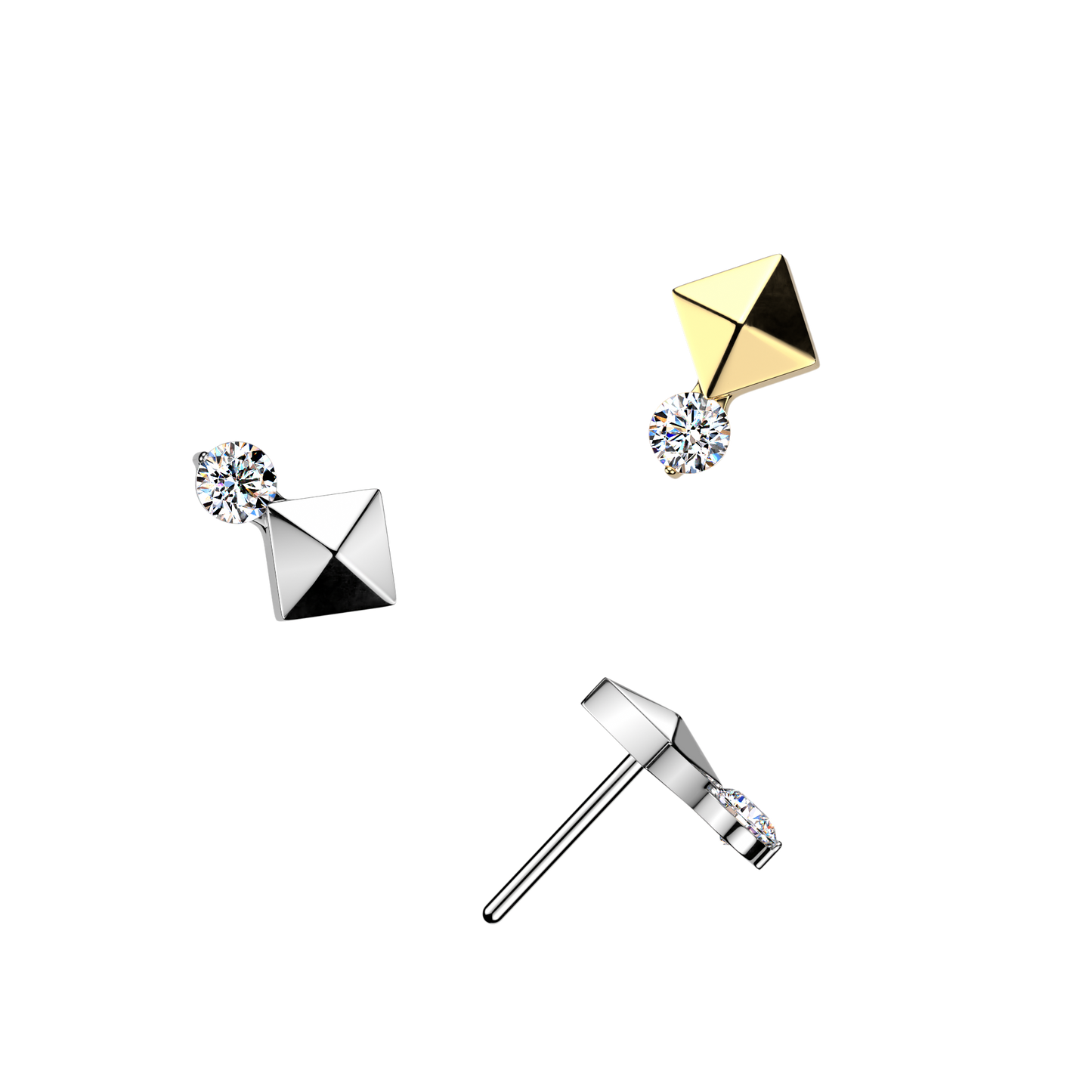 Premium G23 Titanium Pyramid + Claw-Set Crystal Luxe Threadless Top