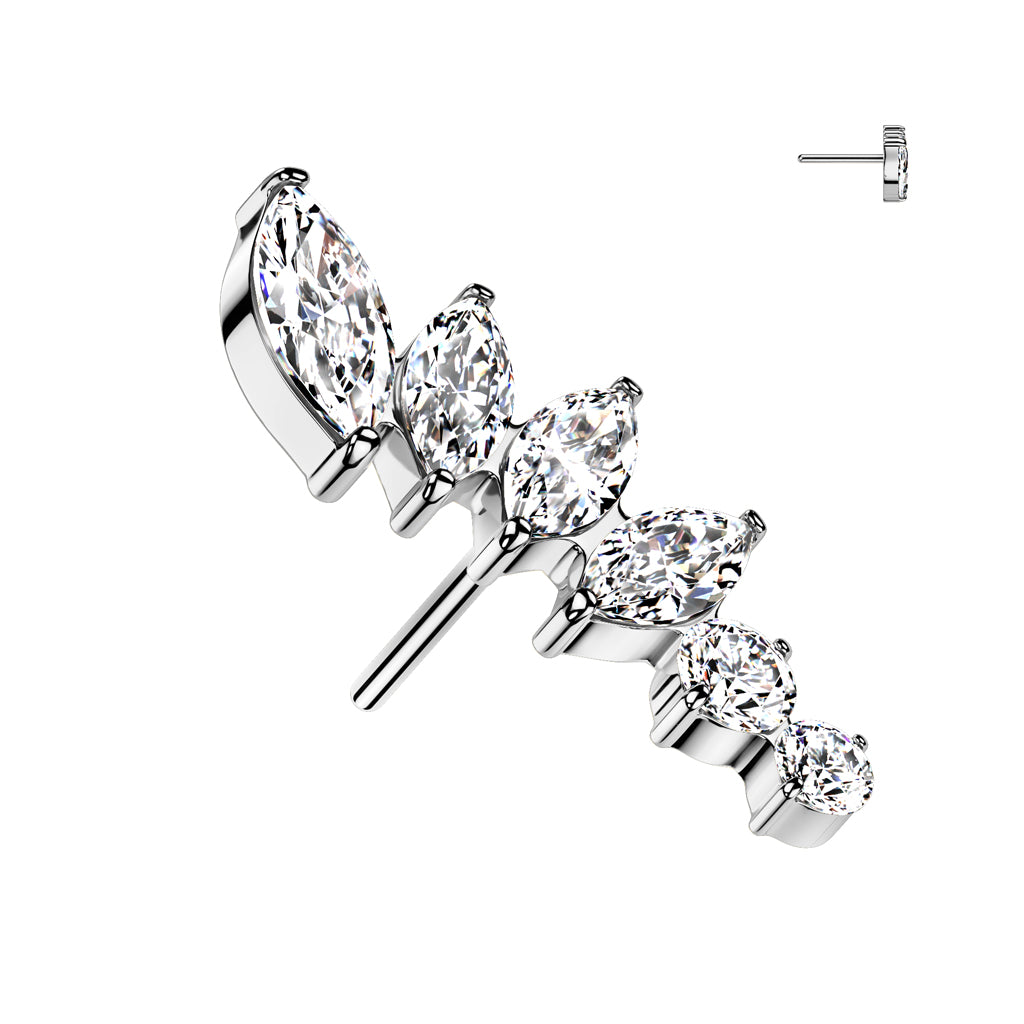 Premium G23 Titanium Crystal Marquise Arc Threadless Top