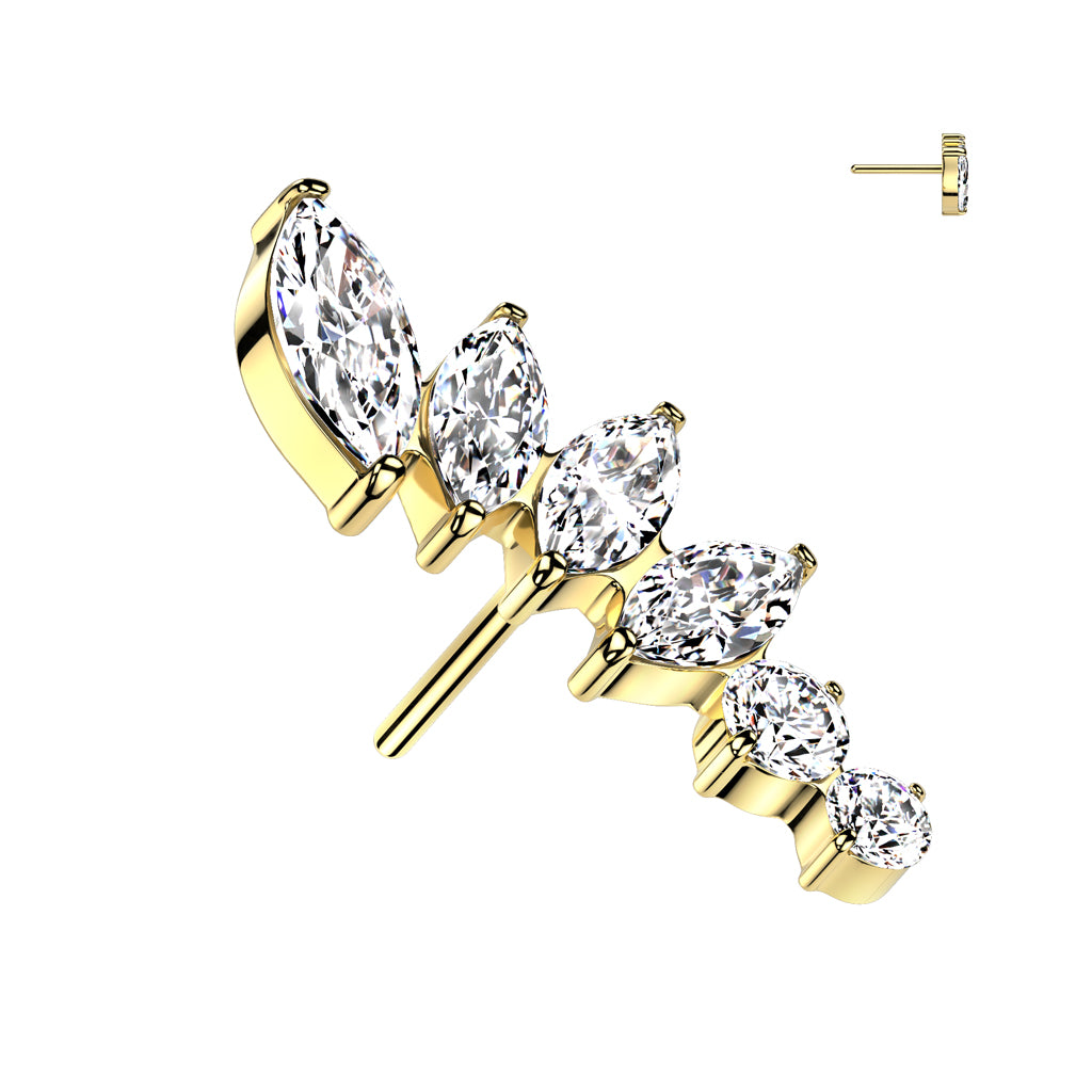 Premium G23 Titanium Crystal Marquise Arc Threadless Top